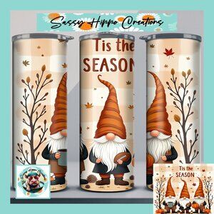 Skinny Tumbler Gnome Trio Autumn Tis the Season Stainless-Steel 20oz Sublimated